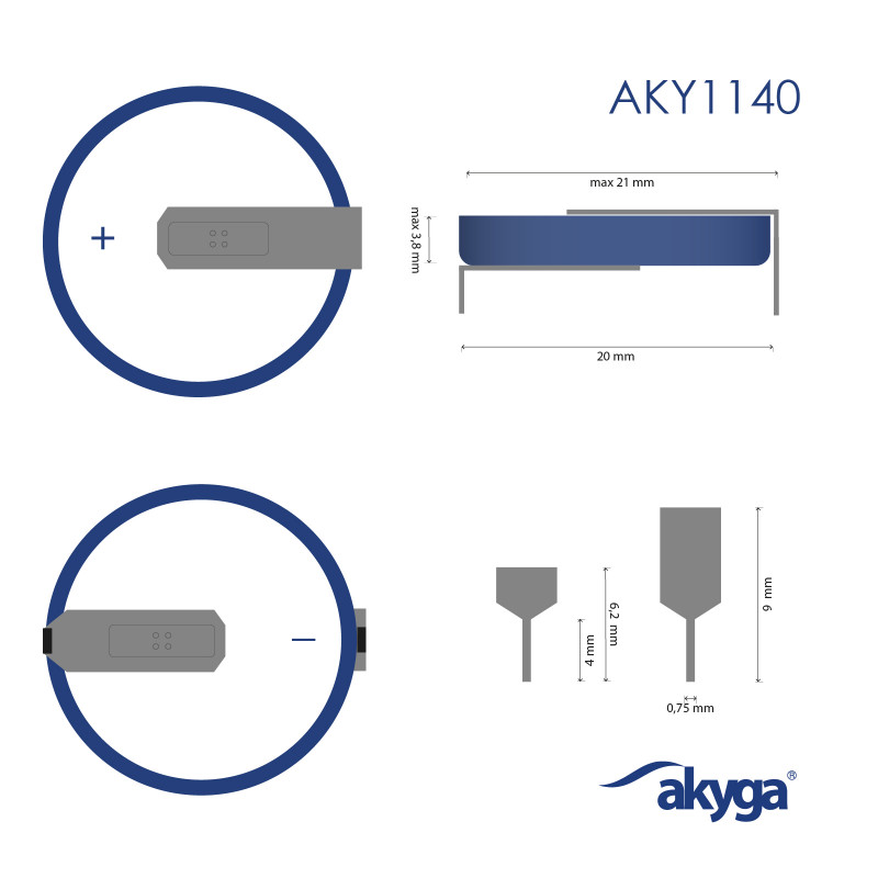Akyga AKY1140 CR2032 HP2D liitiumaku 3 V 210 mAh 2 kontaktiga, 20 mm sammuga