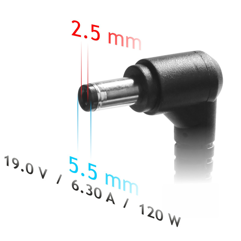 Akyga AK-ND-44 sülearvuti toiteadapter 19 V / 6,3 A, 120 W, 5,5 x 2,5 mm, 1,2 m