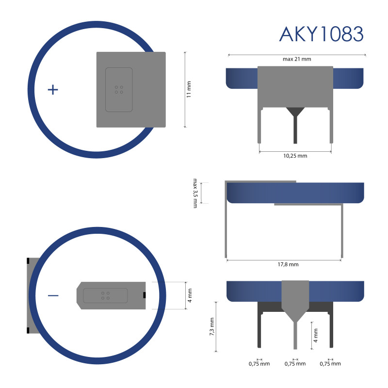 Akyga AKY1106 CR2032 HP3B liitiumaku 3 V 210 mAh 3 kontaktiga, 15,2 mm sammuga (THT)