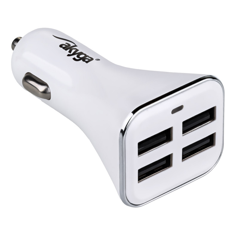 Autolaadija 12/24V Akyga AK-CH-09 34W 4x USB-A 5V / 6.8A valge