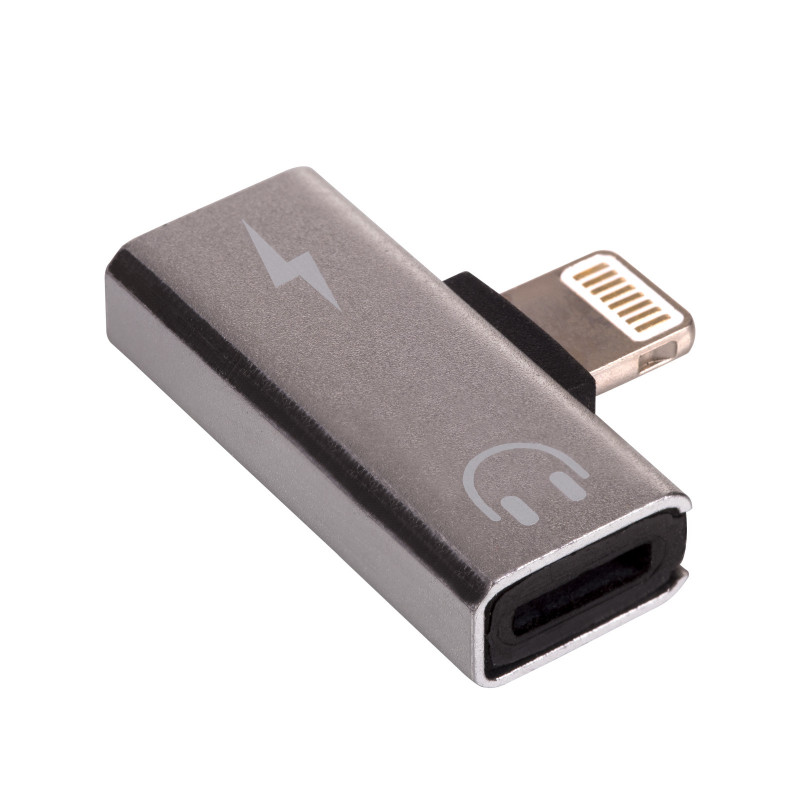Akyga AK-AD-64 adapter Lightning (m) – 2x Lightning (f), hõbedane