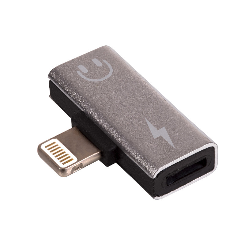 Akyga AK-AD-64 adapter Lightning (m) – 2x Lightning (f), hõbedane