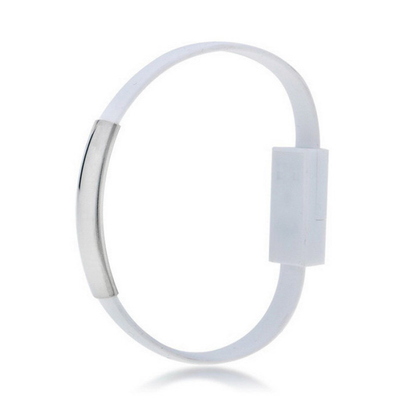 Akyga AK-AD-47 käevõrukujuline USB-kaabel, USB-C (m) / USB-A, USB 2.0, 23 cm, valge