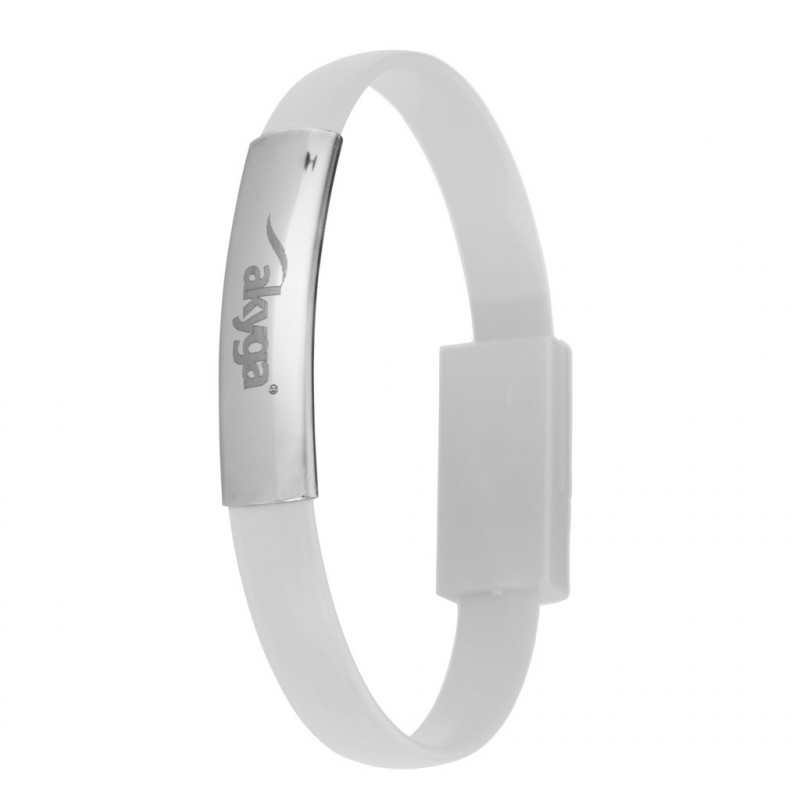 Akyga AK-AD-34 käevõrukujuline USB-kaabel, micro USB-B (m) / USB-A, USB 2.0, 23 cm, valge