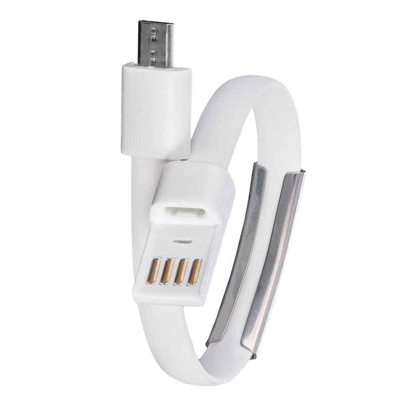 Akyga AK-AD-34 käevõrukujuline USB-kaabel, micro USB-B (m) / USB-A, USB 2.0, 23 cm, valge