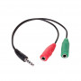 Akyga AK-AV-08 Mini Jack (M) – 2x Mini Jack (F) heli jaoturkaabel, 15 cm, must