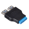 Akyga AK-CA-58 sisemine USB 3.0 19-pin pistikupesa (F) - 2x USB-A 3.0 (F) adapter