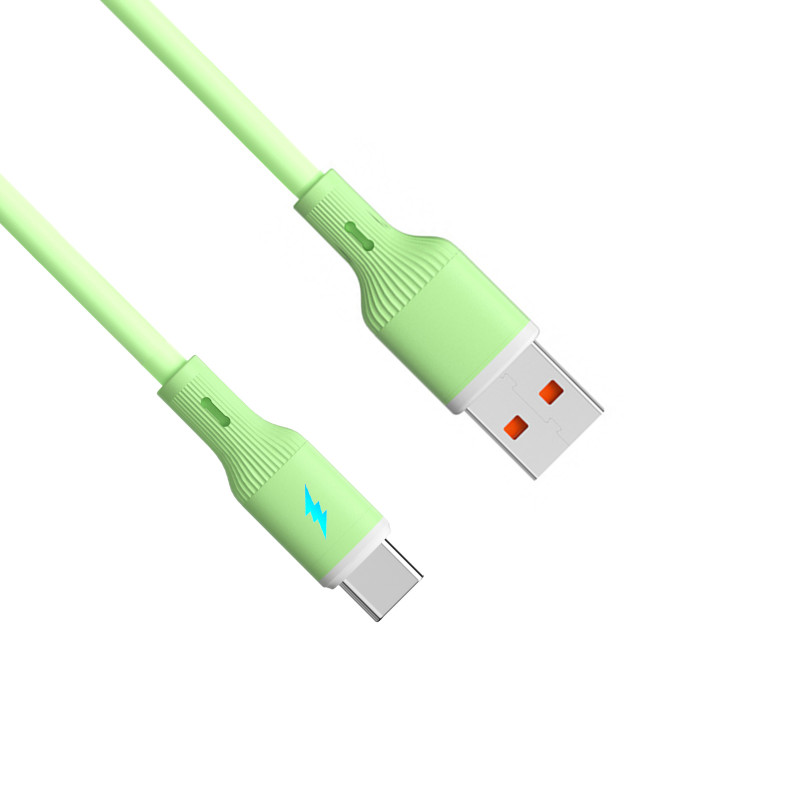 Akyga AK-USB-64 USB-kaabel USB-A (m) / USB-C (m), USB 2.0, 18W, 1 m, roheline, silikoon