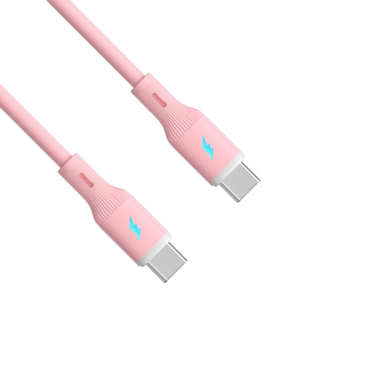 Akyga AK-USB-66 USB-kaabel USB-C (m) / USB-C (m), USB 2.0, 60W, 1 m, roosa, silikoon
