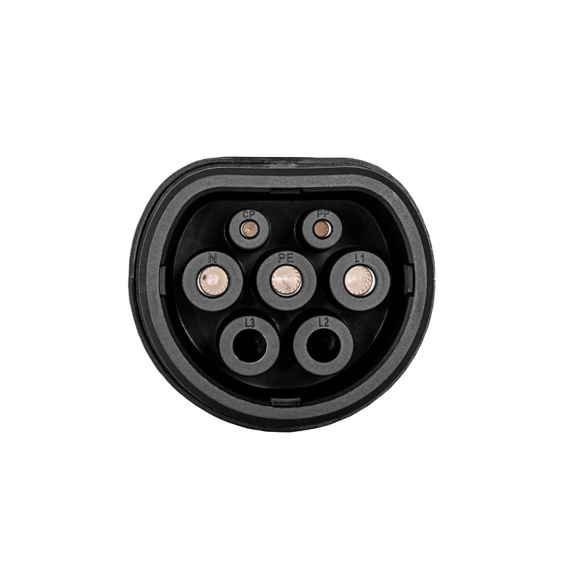 Akyga AK-SC-E09 elektriauto laadimisadapter Type 1 (J1772) pesa – Type 2 (IEC 62196-2) pistik, 1-faasiline, 32 A, must