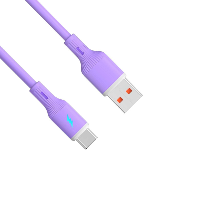 Akyga AK-USB-65 USB-kaabel USB-A (m) / USB-C (m), USB 2.0, 18W, 1 m, lilla, silikoon