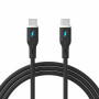 Akyga AK-USB-67 USB-kaabel USB-C (m) / USB-C (m), USB 2.0, 60W, 1 m, must, silikoon