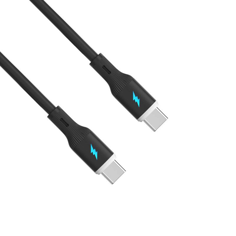 Akyga AK-USB-67 USB-kaabel USB-C (m) / USB-C (m), USB 2.0, 60W, 1 m, must, silikoon