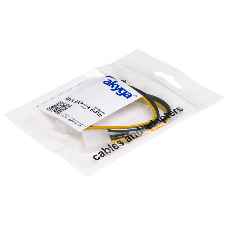 Akyga AK-CA-13 2x Molex (M) - PCIe 6-pin (F) toiteadapteri kaabel, 15 cm