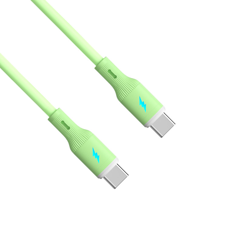 Akyga AK-USB-69 USB-kaabel USB-C (m) / USB-C (m), USB 2.0, 60W, 1 m, roheline, silikoon