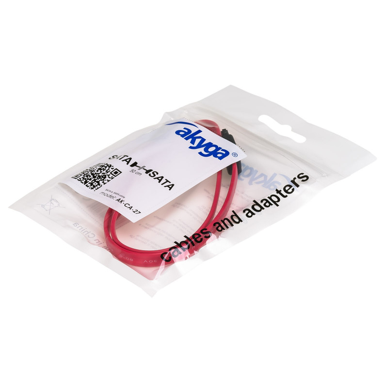 Akyga AK-CA-27 SATA III andmekaabel, 6 Gb/s, 0,5 m, punane
