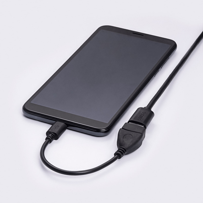 Akyga AK-AD-09 Micro USB-B (M) - USB-A (F) OTG adapterkaabel, 15 cm, must