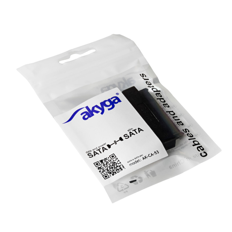 Akyga AK-CA-53 Slim SATA (pistik) – SATA 22-kontaktiline (pesa) adapter, must
