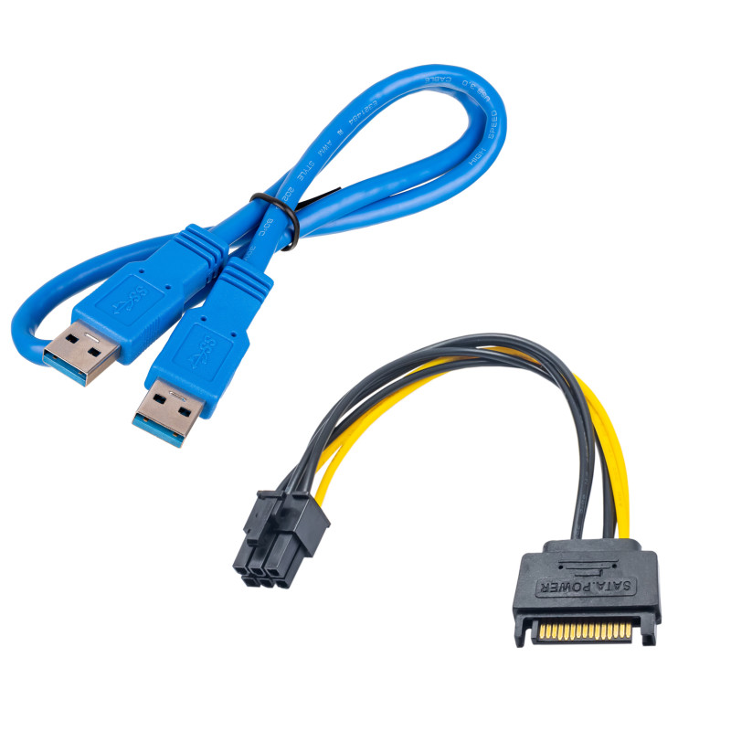 Akyga AK-CA-64 PCIe x1–x16 riser-komplekt 55 cm USB 3.0 kaabliga