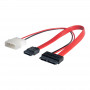 Akyga AK-CA-45 Slimline SATA adapterkaabel, Slim SATA (pesa) – SATA andme (pesa) + Molex (pistik), 2x 20 cm