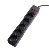 Akyga AK-SP-06A liigpingekaitsega pikendusjuhe, 5x Schuko pistikupesa CEE 7/3 (tüüp F), lüliti, 1,8 m, must