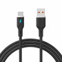 Akyga AK-USB-62 USB-kaabel USB-A (m) / USB-C (m), USB 2.0, 18W, 1 m, must, silikoon