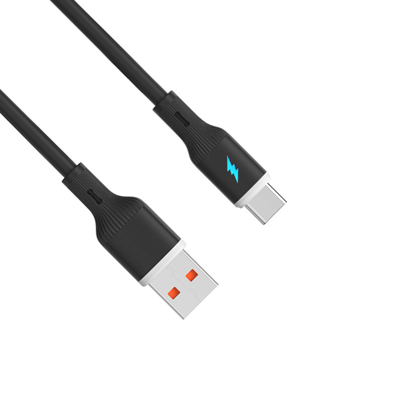 Akyga AK-USB-62 USB-kaabel USB-A (m) / USB-C (m), USB 2.0, 18W, 1 m, must, silikoon