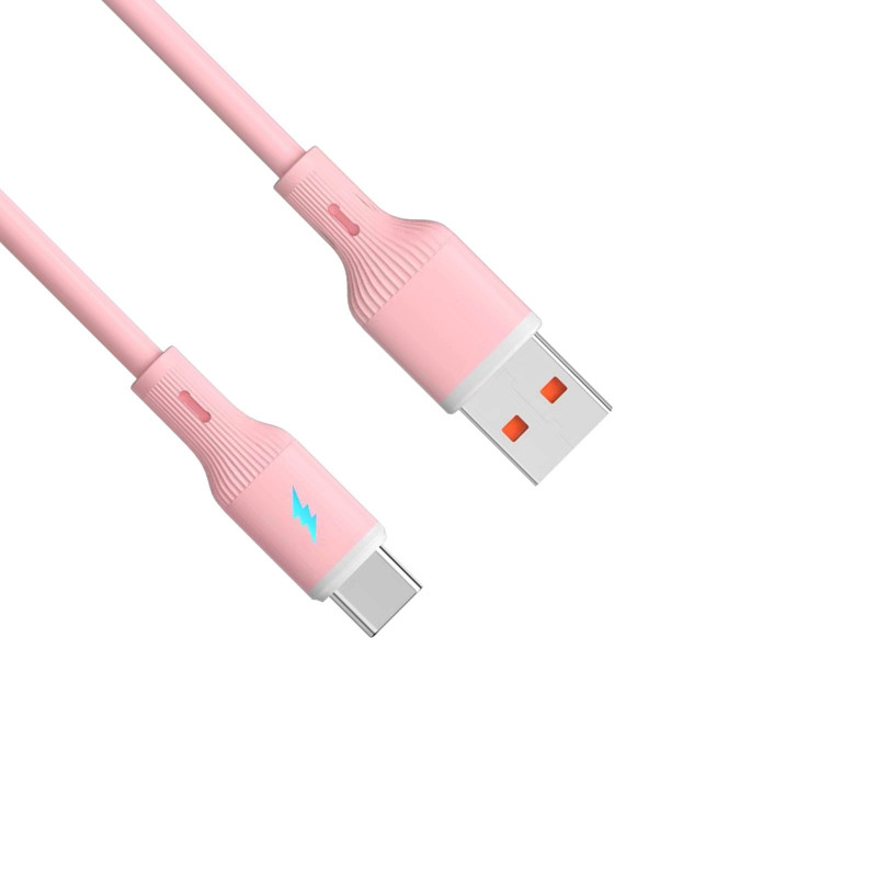 Akyga AK-USB-61 USB-kaabel USB-A (m) / USB-C (m), USB 2.0, 18W, 1 m, roosa, silikoon
