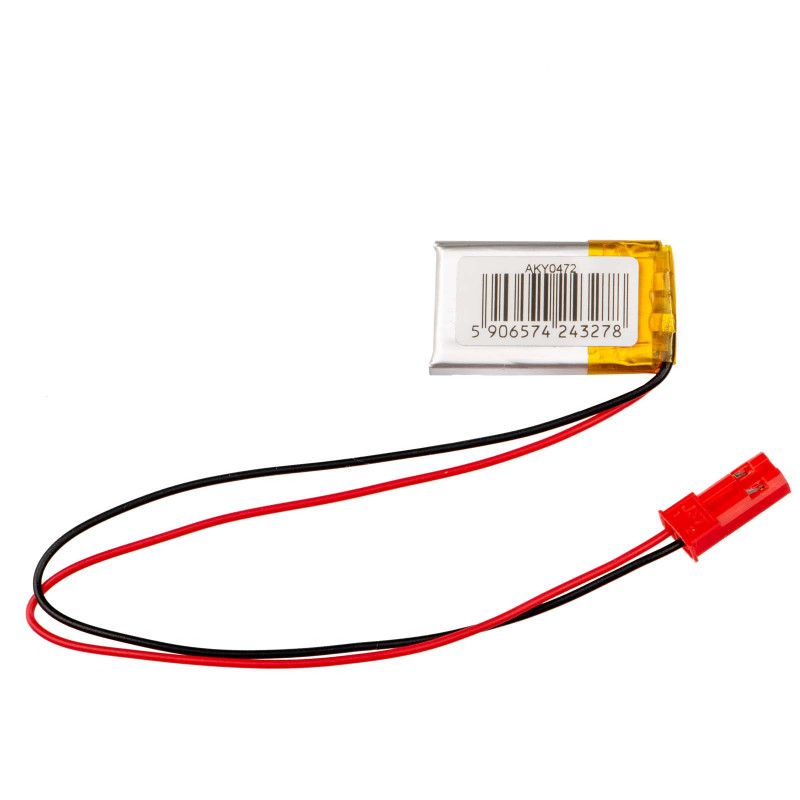 Akyga AKY0472 LP301525 Li-Po aku 3,7 V 85 mAh PCM-iga, JST 2,54 mm 2-kontaktiline pistik, 150 mm juhtmed