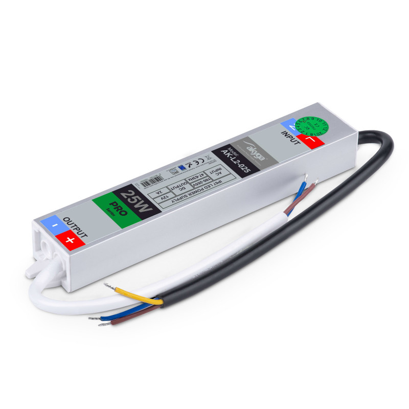 Akyga AK-L2-025 veekindel LED-lülitustoiteplokk 12 V, 2 A, 25 W, IP67
