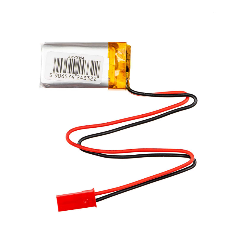 Akyga AKY0384 LP601730 Li-Po aku 3,7 V 250 mAh PCM-kaitsega, JST 2,54 mm 2-kontaktiline pistik, 150 mm juhtmed