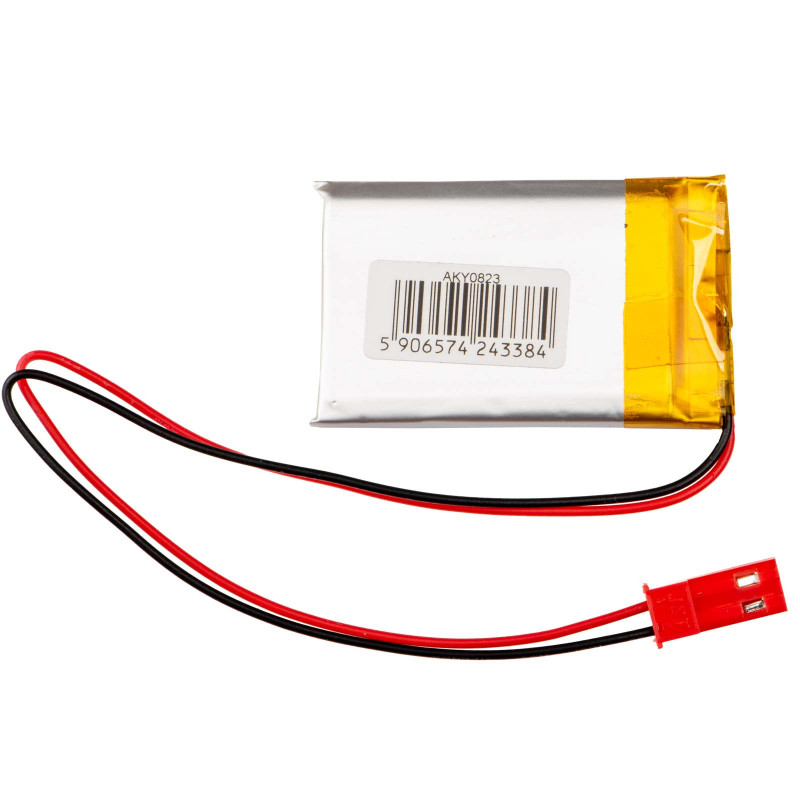 Akyga AKY0823 LP542439 Li-Po aku 3,7 V 500 mAh PCM-kaitsega, JST 2,54 mm 2-kontaktiline pistik, 150 mm juhtmed