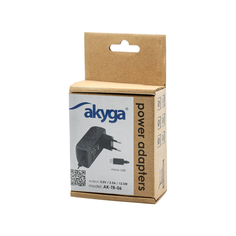 Universaalne toiteadapter Akyga AK-TB-06 5.0V / 2.5A 12.5W micro USB B 1.1m
