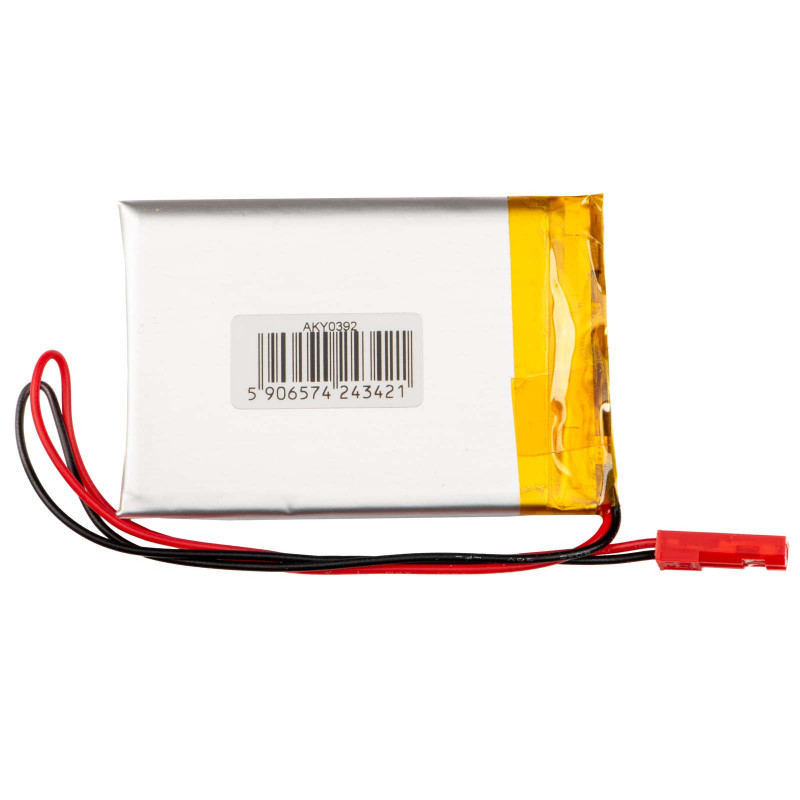 Akyga AKY0392 LP453350 Li-Po aku 3,7 V 800 mAh PCM-kaitsega, JST 2,54 mm 2-kontaktiline pistik, 150 mm juhtmed
