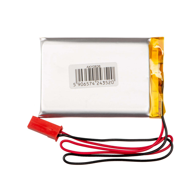 Akyga AKY0108 LP603048 Li-Po aku 3,7 V 850 mAh PCM-kaitsega, JST 2,54 mm 2-kontaktiline pistik, 150 mm juhtmed