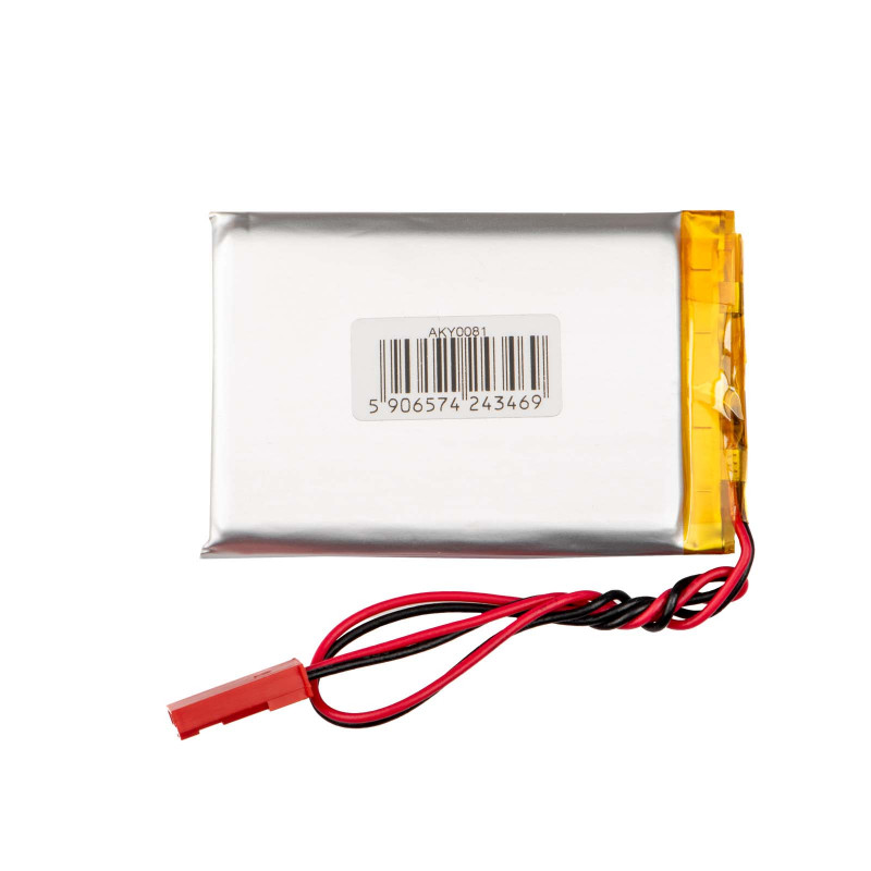 Akyga AKY0081 LP573450 Li-Po aku 3,7 V 980 mAh PCM-iga, JST 2,54 mm 2-kontaktiline pistik, 150 mm juhtmed