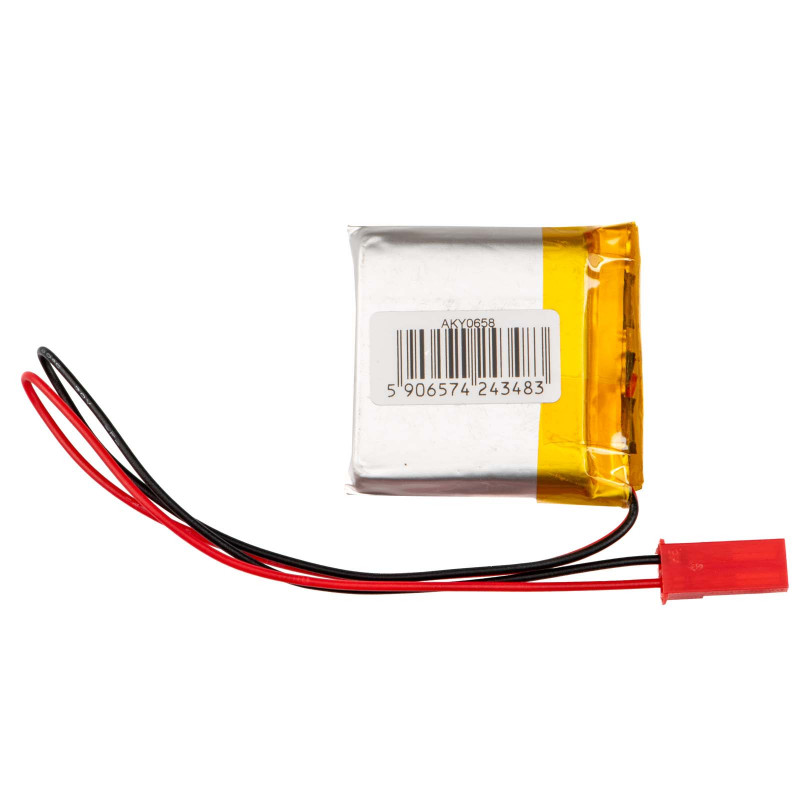 Akyga AKY0658 LP753636 Li-Po aku 3,7 V 1000 mAh PCM-iga, JST 2,54 mm 2-kontaktiline pistik, 150 mm juhtmed
