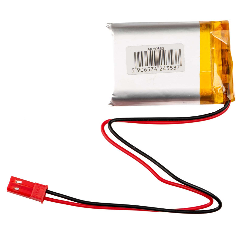 Akyga AKY0663 LP103040 Li-Po aku 3,7 V 1200 mAh PCM-iga, JST 2,54 mm 2-kontaktiline pistik, 150 mm juhtmed