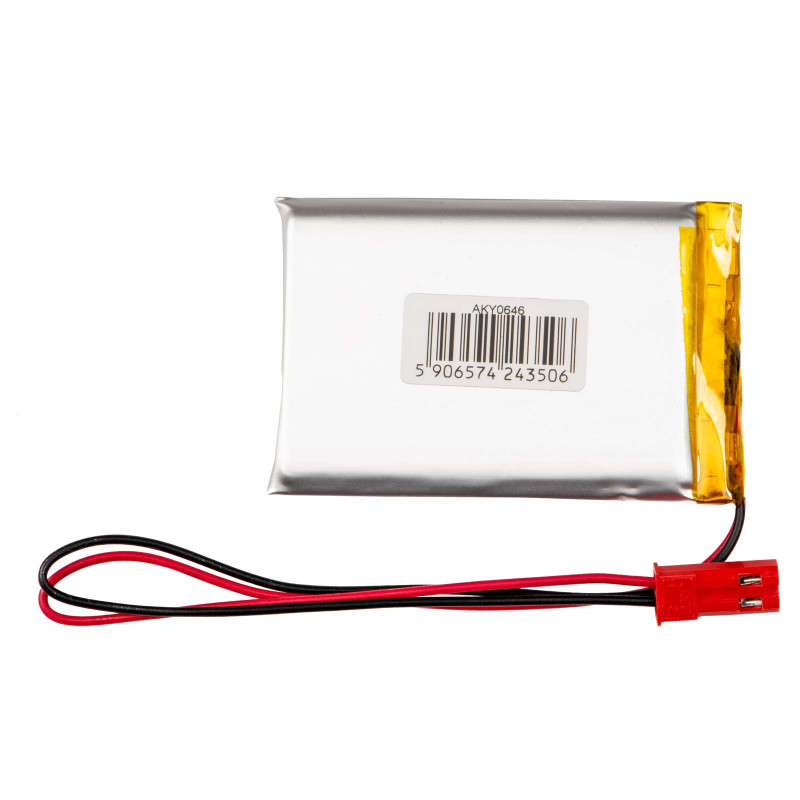 Akyga AKY0646 LP623255 Li-Po aku 3,7 V 1100 mAh PCM-iga, JST 2,54 mm 2-kontaktiline pistik, 150 mm juhtmed