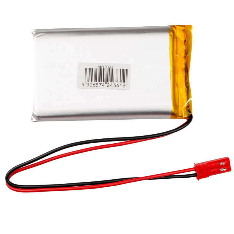 Akyga AKY0393 LP903759 Li-Po aku 3,7 V 2200 mAh PCM-iga, JST 2,54 mm 2-kontaktiline pistik, 150 mm juhtmed