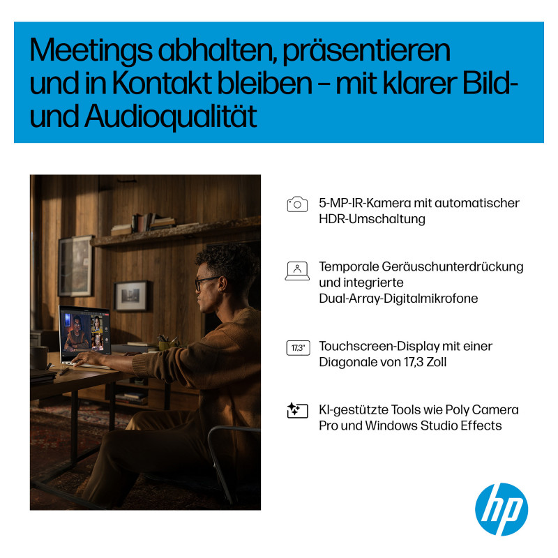 HP OmniBook 7 17-dc0675ng sülearvuti, Intel Core Ultra 7 256V, 32 GB RAM, 1 TB SSD, Windows 11 Pro, saksa klaviatuur