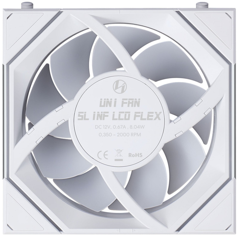 Lian Li UNI FAN SL-INF 120 FLEX LCD Wireless korpuse ventilaator, ARGB ja LCD, 120 mm, valge