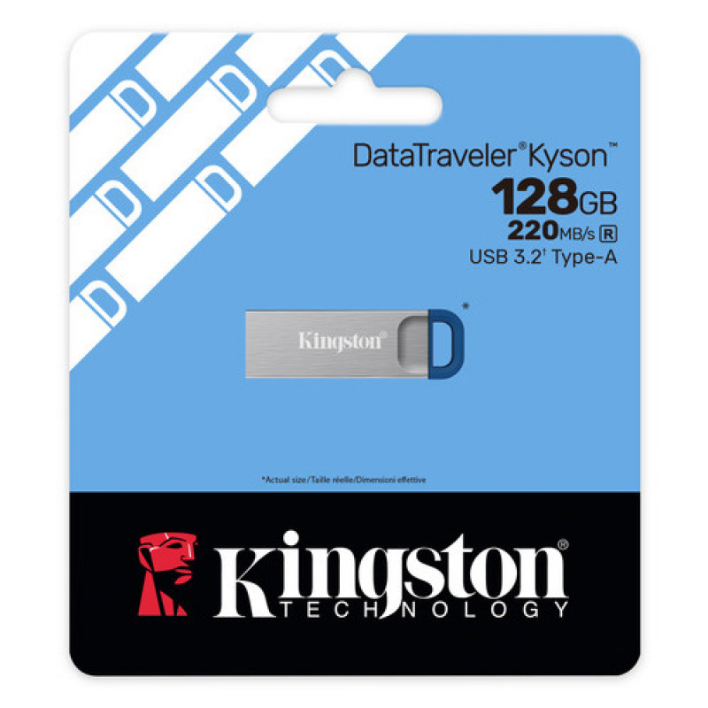 Kingston DataTraveler Kyson DTKNG2/128GB USB-mälupulk, 128 GB, USB 3.2 Gen 1, metallist