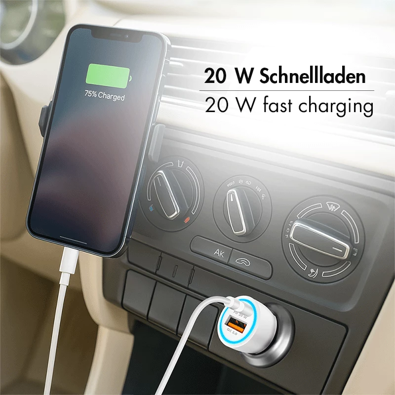 LogiLink PA0374 USB-A/C laadimiskomplekt, 20 W, 1x USB-A ja 1x USB-C, valge