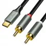 LogiLink CUA0140 USB 2.0 Type-C - 2x RCA kaabel, stereoheli, alumiinium, must/hõbedane, 1 m