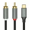 LogiLink CUA0140 USB 2.0 Type-C - 2x RCA kaabel, stereoheli, alumiinium, must/hõbedane, 1 m