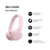 Sony WH-CH530 Bluetooth kõrvale asetatavad kõrvaklapid mikrofoniga, mürasummutus, roosa