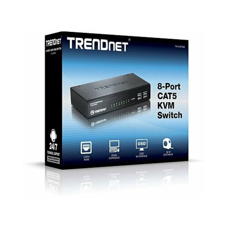 TRENDnet TK-CAT508 KVM-lüliti, 8 KVM-porti