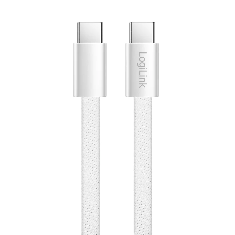 LogiLink CU0445 USB 2.0 lame kaabel USB-C – USB-C, punutud, 480 Mbps, 60 W, valge, 1 m