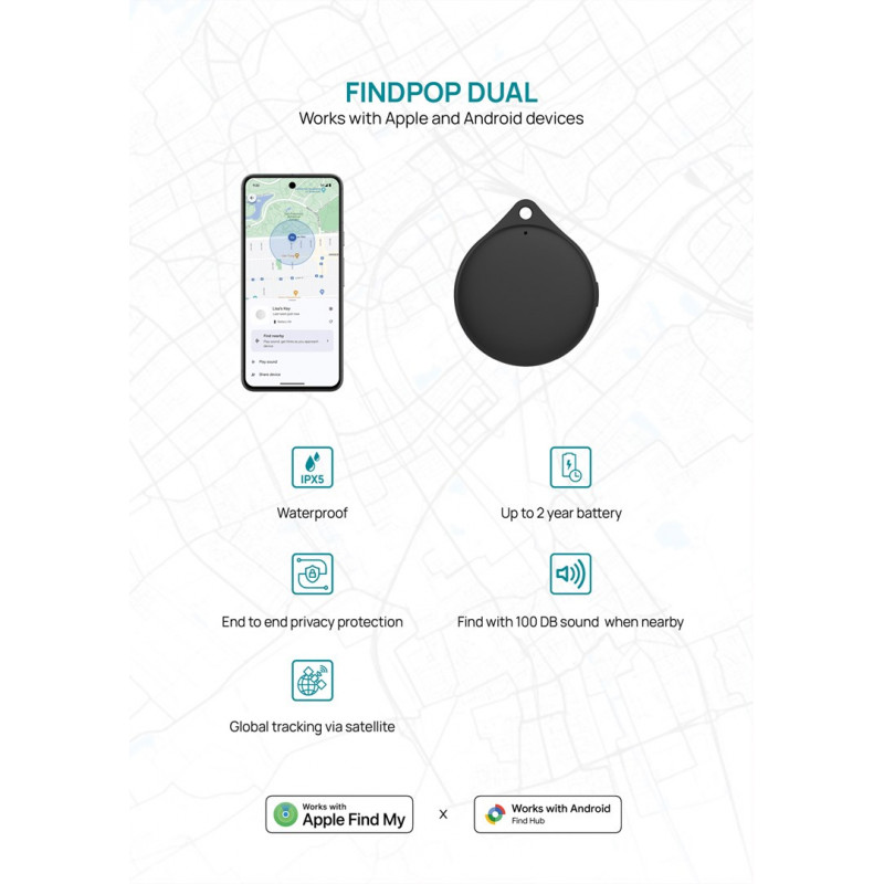 XD Design Connects Findpop Dual jälgija, Apple ja Android Find, IPX5, P301.1701